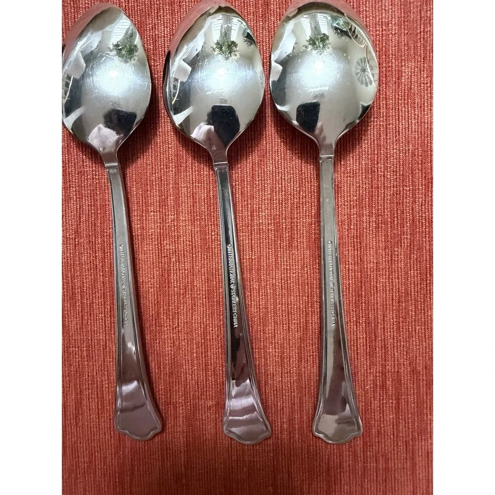6 International Capri Frost Soup/Oval Spoons Replacement Stainless Flatware